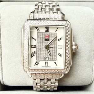 Michele Deco 18MM Diamond Dial Watch & Diamond Bracelet MW06T01A1963